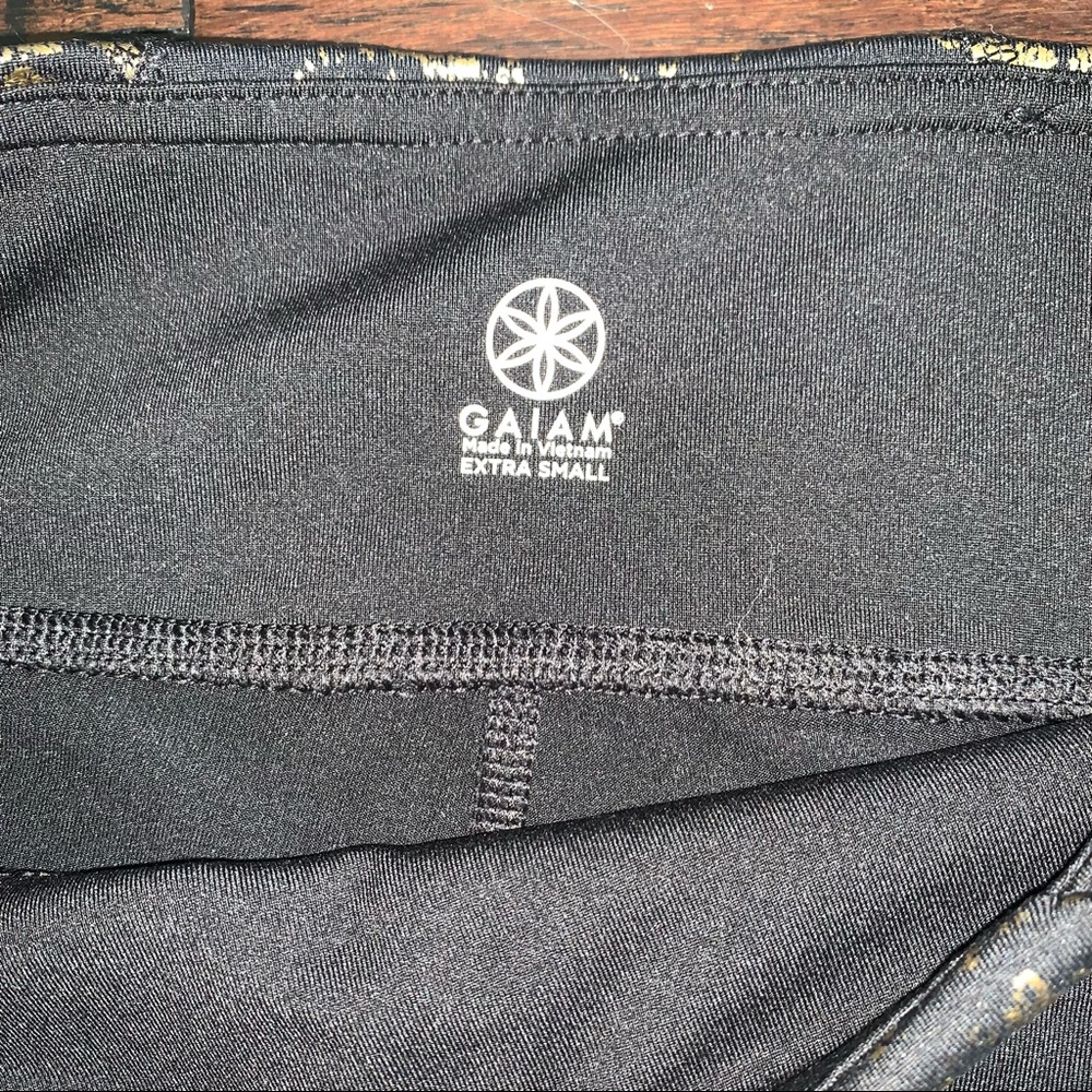 Gaiam Black Leggings with Gold Accent and Mesh Panels - Picture 4 of 10
